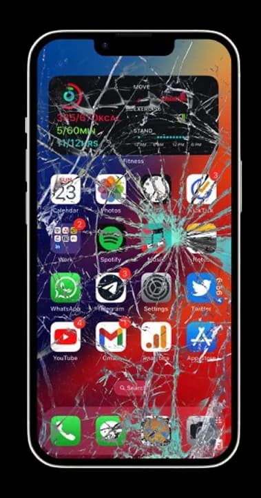 Cracked phone screen needing repair